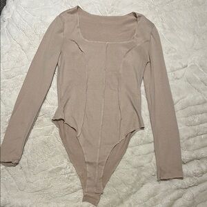 Long Sleeve Beige Bodysuit